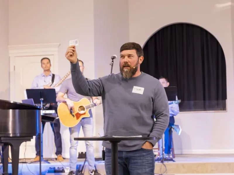 Pastor Matt speaking during the Worship service.